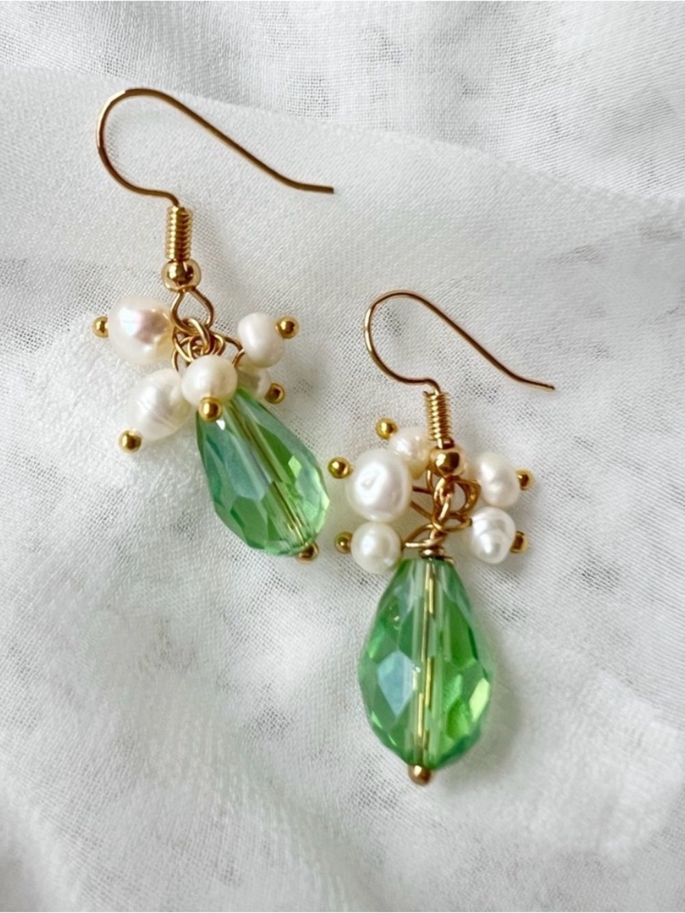 Green Crystal Drop Earrings